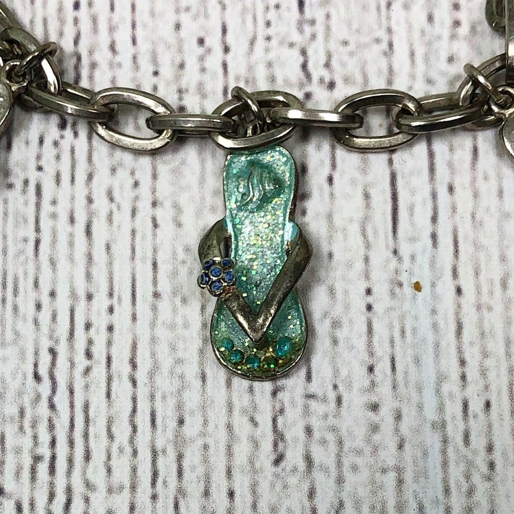 $5 CLEARANCE! Girls Flip Flop Charm Silver Charm Bracelet - Picture 5 of 9